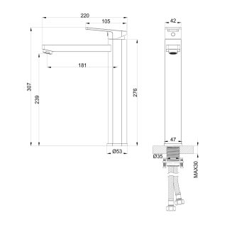 Смеситель для раковины Wonzon & Woghand Frame WW-88239010-BG брашированное золото